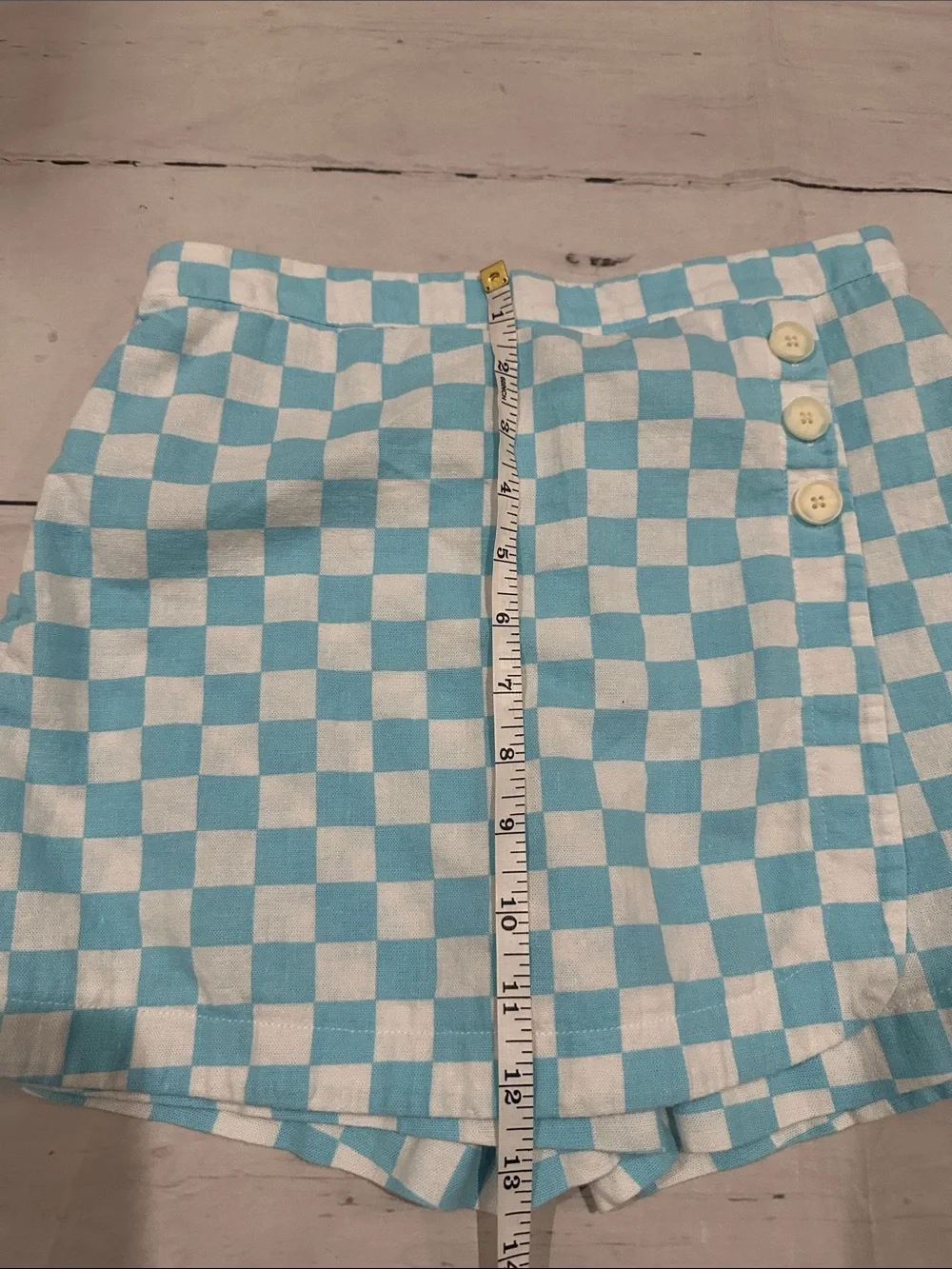 Old Navy Blue and White Checkerboard Skort with Side Buttons size 10/12